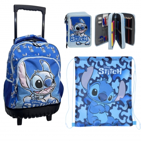 Stitch e Angel Grande Zaino Trolley con Ruote Scuola Elementare Bambina Ragazza