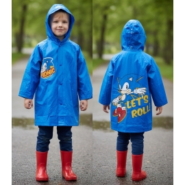 Sonic Giacca Parapioggia Impermeabile 4-9anni Bambino Blu Poncho
