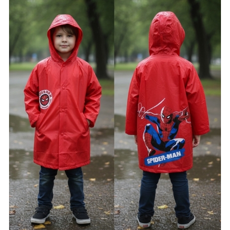 Spiderman Marvel Giacca Parapioggia Impermeabile 4-9anni Bambino Rosso Poncho
