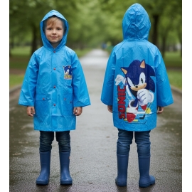 Sonic Giacca Parapioggia Impermeabile 4-9anni Bambino Blu Poncho