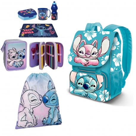 Disney Stitch e Angel Grande Zaino Estensibile 45x30cm Scuola Elementare Bambina
