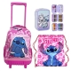 Disney Stitch Grande Zaino Trolley con Ruote + Astuccio + Sacca Palestra Scuola