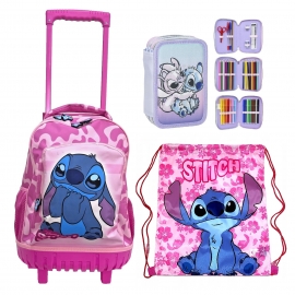 Disney Stitch Grande Zaino Trolley con Ruote Scuola Elementare Bambina Ragazza
