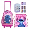 Disney Stitch Grande Zaino Trolley con Ruote + Astuccio + Sacca Palestra Scuola