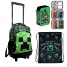 Minecraft Grande set Zaino Trolley con Ruote + Astuccio + Sacca Sport Scuola