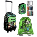Minecraft Team Grande Zaino Trolley con Ruote + Astuccio + Sacca Scuola