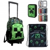 set Minecraft Large Backpack With Wheels Trolley 30 liters Boys School