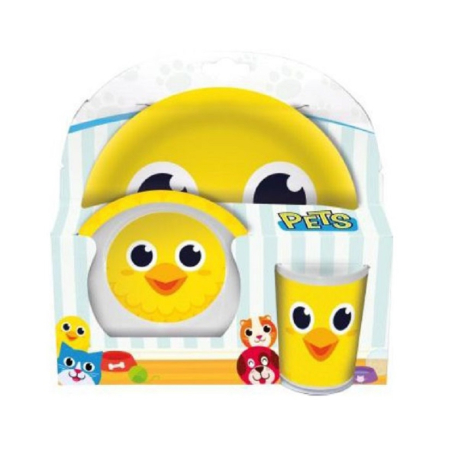 Gattino set 3pezzi colazione pranzo merenda set breakfast bambini piatto 