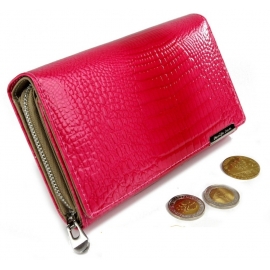 JENNIFER JONES Portafoglio Da Donna In Vera Pelle Rossa, Con Protezione RFID, 8 Scomparti Per Carte, Dimensioni Medie 13x9x3 Cm