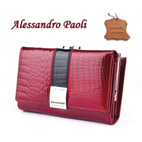 lucido Portafoglio LOREN con strass rosso Donna Portamonete in vera pelle 12 Carte Tessere 