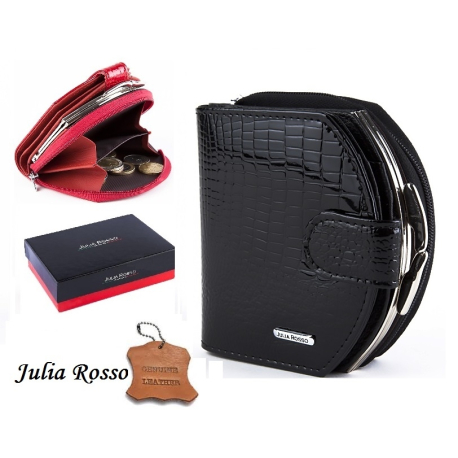 shiny wallet Horseshoe Julia Rosso Woman Purse genuine leather cards