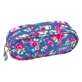 Two zippered pencil case ST.REET FLOWERS TWO school original