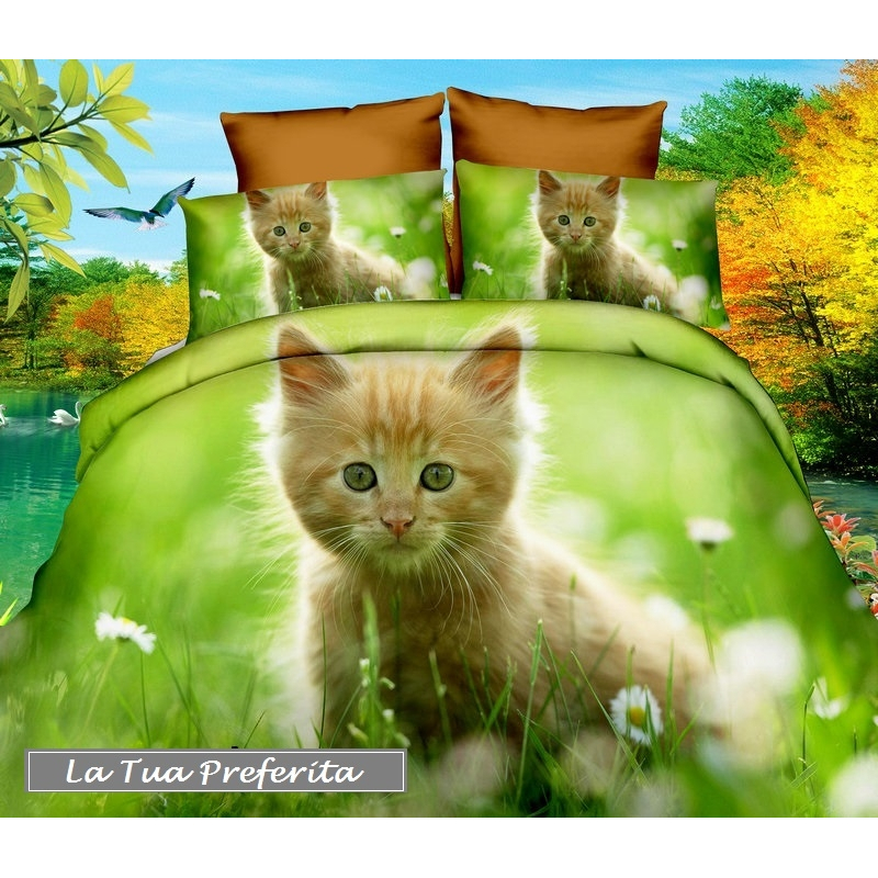 Copripiumino federe stampa 3D Pet Lovely Cat Housse De Couette 140x200 Set  biancheria da letto Cartoon