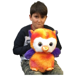 Large Plush Owl Eyes Glitter Multicolor 38cm