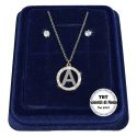 "A" Set Finissima Collana + Orecchini P.luce Lettera Iniziale Acciaio + Scatola