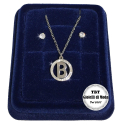 "B" Set Finissima Collana + Orecchini P.luce Lettera Iniziale Acciaio + Scatola