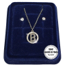 "B" Fine Necklace Set + Earrings P. light Initial Letter Steel + Box
