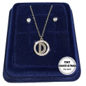 "D" Set Finissima Collana + Orecchini P.luce Lettera Iniziale Acciaio + Scatola