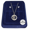 "E" Fine Necklace Set + Earrings P. light Initial Letter Steel + Box