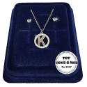 "K" Set Finissima Collana + Orecchini P.luce Lettera Iniziale Acciaio + Scatola