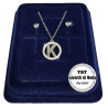 "K" Fine Necklace Set + Earrings P. light Initial Letter Steel + Box
