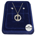 "I" Set Finissima Collana + Orecchini P.luce Lettera Iniziale Acciaio + Scatola