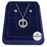 "I" Fine Necklace Set + Earrings P. light Initial Letter Steel + Box