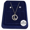 "L" Set Finissima Collana + Orecchini P.luce Lettera Iniziale Acciaio + Scatola
