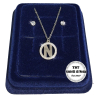 "N" Set Finissima Collana + Orecchini P.luce Lettera Iniziale Acciaio + Scatola