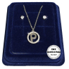 "P" Fine Necklace Set + Earrings P. light Initial Letter Steel + Box