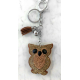 Small Owl Keyring, Soft Pendant for Bag or Backpack Grey