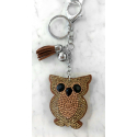 Small Owl Keyring, Soft Pendant for Bag or Backpack Beige