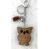 Small Owl Keyring, Soft Pendant for Bag or Backpack Beige