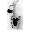 Small Owl Keyring, Soft Pendant for Bag or Backpack Black Silver