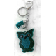 Small Owl Keyring, Soft Pendant for Bag or Backpack Green Blue