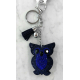 Small Owl Keyring, Soft Pendant for Bag or Backpack Night Blue