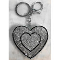 Double Heart Inside Keychain 3D Brilliant, pendant Bag Backpack white
