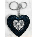 Double Heart Inside Keychain 3D Brilliant, pendant Bag Backpack blu