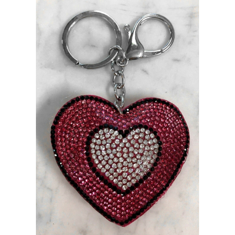 Double Heart Inside Keychain 3D Brilliant, pendant Bag Backpack