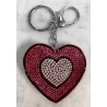 Double Heart Inside Keychain 3D Brilliant, pendant Bag Backpack pink