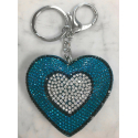 Double Heart Inside Keychain 3D Brilliant, pendant Bag Backpack dark green