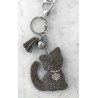 Small Cat Keychain, Soft Pendant for Bag or Backpack grey