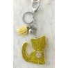 Gatto piccolo Portachiavi,Morbido Ciondolo per Borsa o Zaino Giallo
