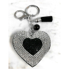 Small Heart 3D Keychain, Soft Pendant Women's Backpack Bag silver black