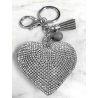 Small Heart 3D Keychain, Soft Pendant Women's Backpack Bag silver