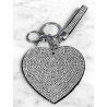 Cuore Piatto Portachiavi 3D ,Morbido Ciondolo Borsa Zaino da Donna argento nero