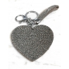 Cuore Piatto Portachiavi 3D ,Morbido Ciondolo Borsa Zaino da Donna argento