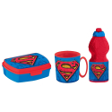 Superman Set Colazione,Box Portamerenda + Borraccia + Tazza,Scuola,Asilo,Bambini