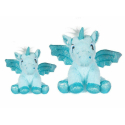 set 2 Unicorns Plush with 20 and 28 cm Glitter wings Color Blue