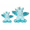 set 2 Unicorni Peluche con Ali Glitter da 20 e 28 cm Colore Blu